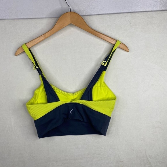 Zyia Active Storm Parallel Ribbed Luxe Adjustable Bra Neon Yellow Gray SizeSmall - Picture 2 of 6